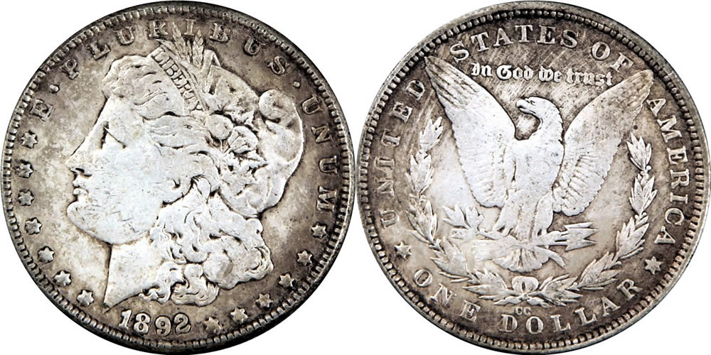 Counterfeit-Morgan-And-Trade-Dollar---1872-S,-1881-CC,-1888-O,-1889-S,-1892-CC