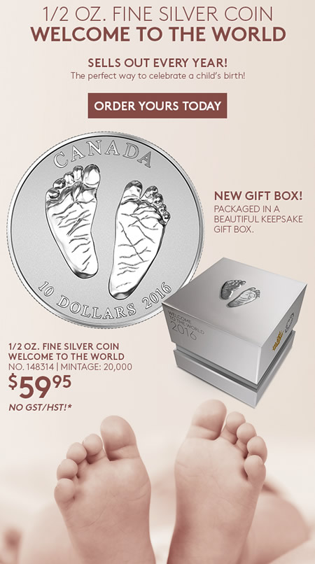 New-RCM-Release:-2016-1/2-Oz.-Fine-Silver-Coin---Welcome-To-The-World