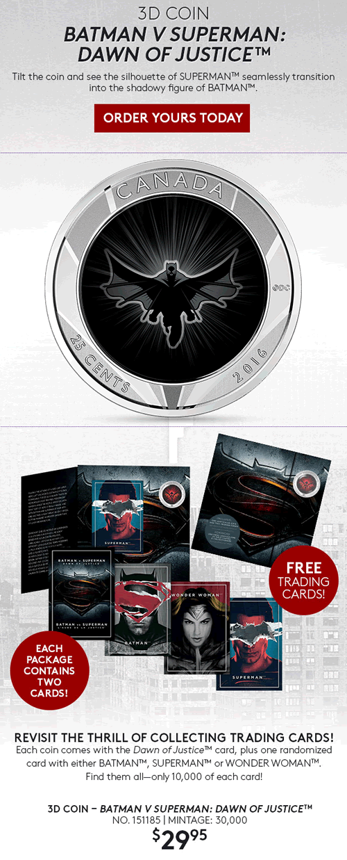 RCM-New-Releases:-2016-3-D-Coin:-Batman-V-Superman:-Dawn-Of-Justice