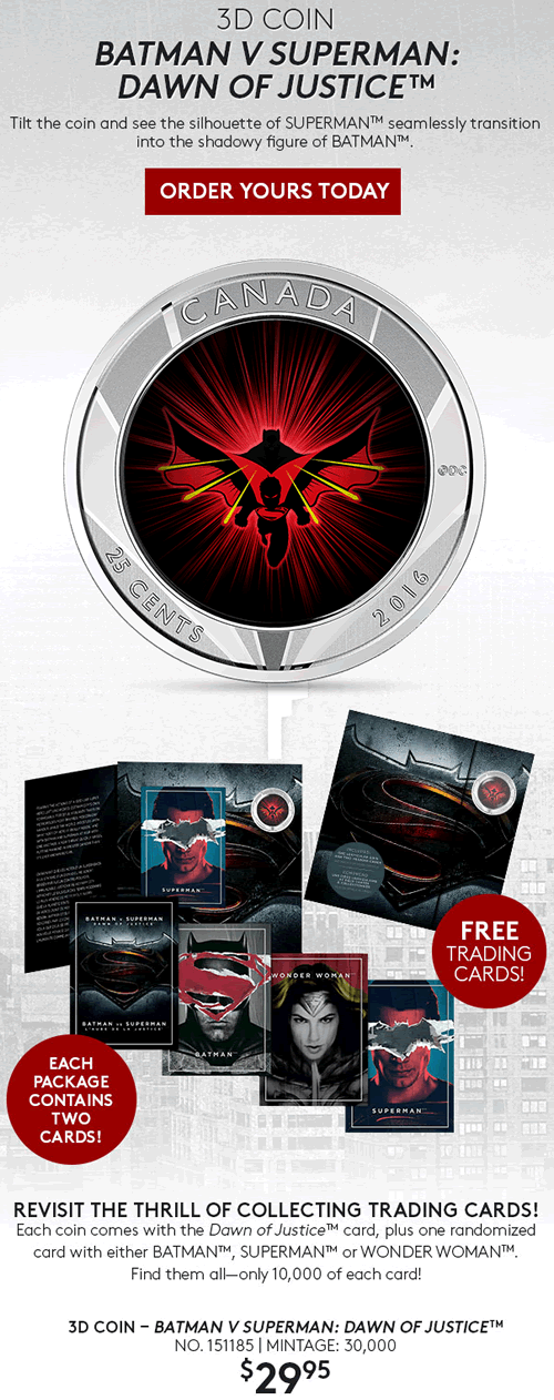 RCM-Sellout-Alert---76%-Sold!-3d-Coin---Batman-V-Superman:-Dawn-Of-JusticeTm