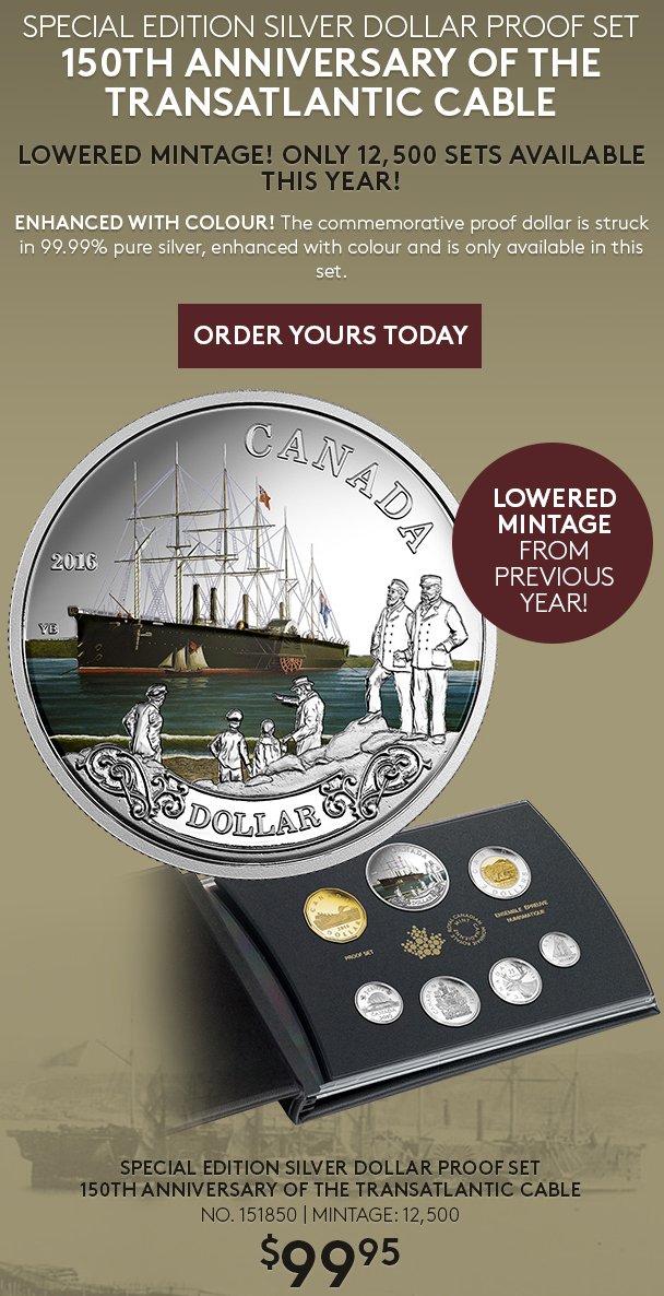 Lowered-Mintage!-Only-12,500-Proof-Sets---2016-150th-Anniversary-Of-The-Transatlantic-Cable
