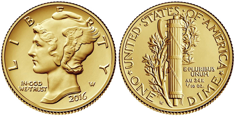 2016-W-1/10-Oz-Gold-Mercury-Dime-Debuts-Soon
