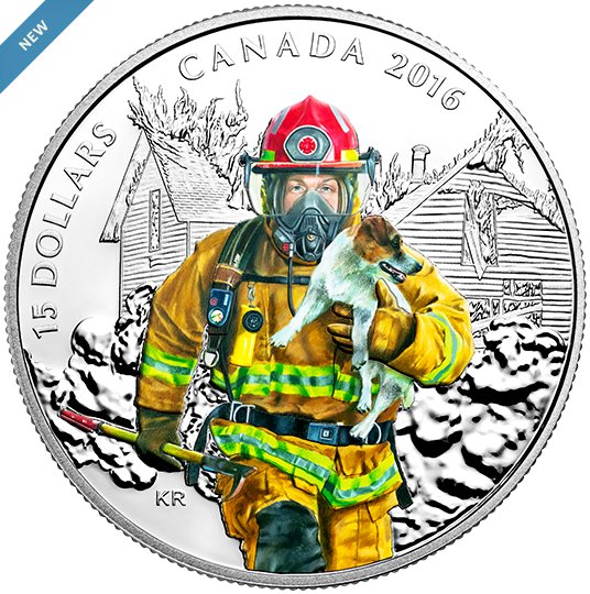 RCM-New-Releases:-2016-Pure-Silver-Coloured-Coin:-National-Heroes---Firefighter
