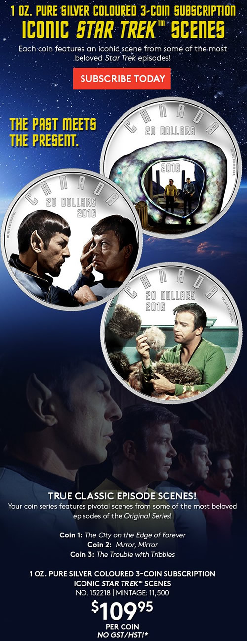 RCM-New-Releases:-1-Oz.-Pure-Silver-Coloured-3-Coin-Subscription-�-Iconic-Star-Trek