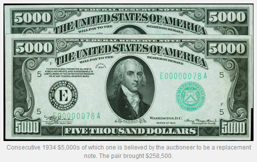 Consecutive-Pair-Of-$5,000-Dollar-Bills-Leads-Lots-In-ANA-Auction