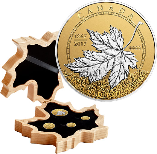 RCM-New-Release:-2016-Pure-Gold-Maple-Leaf-Fractional-Set-�-A-Celebration-Of-Canada-1867-2017