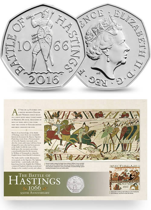 Royal-Mint-New-Release:-Battle-Of-Hastings-2016-50-P-BU-PNC