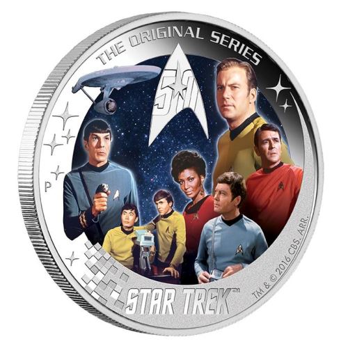 Perth-Mint-Release:-Star-Trek-Original-Series:-Uss-Enterprise-Ncc-1701-Crew-2oz-Silver-Proof-Coin