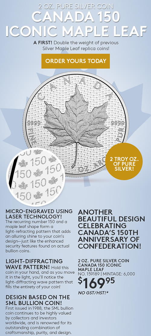 RCM-New-Release:-2017-2-Oz.-Pure-Silver-Coin-�-Canada-150-Iconic-Maple-Leaf