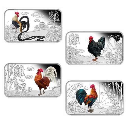 Perth-Mint-New-Release:-Lunar-Calendar-Series-2017-Year-Of-The-Rooster-Silver-Proof-Four-Coin-Set