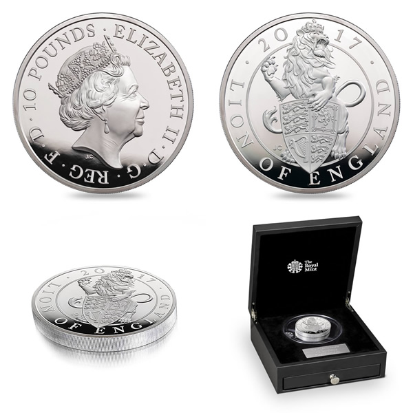 Royal-Mint-New-Release:-The-Lion-Of-England-2017-UK-Ten-Ounce-Silver-Proof-Coin