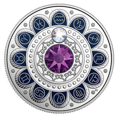 RCM-New-Releases:-2017-Pure-Silver-Coin-Made-With-Swarovski-Crystals-�-Zodiac-Series:-Aquarius