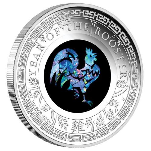 Perth-Mint-New-Release:-Australian-Opal-Lunar-Series-2017-Year-Of-The-Rooster-1-Oz-Silver-Proof-Coin