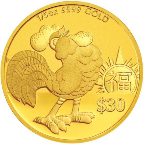 Perth-Mint-New-Release:-Chinese-Astrological-Series-2017-Year-Of-The-Rooster-Prosperity-1/5-Oz-Gold
