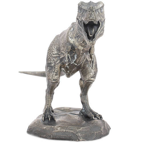8-Oz-Antique-Finish-T-Rex-Silver-Statue-Now-Available!