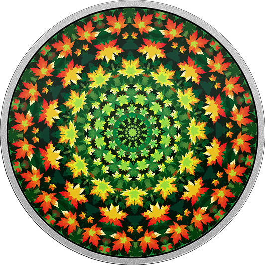 RCM-New-Releases:-2017-1-Oz.-Pure-Silver-Coloured-Coin-�-Canadiana-Kaleidoscope:-Maple-Leaf