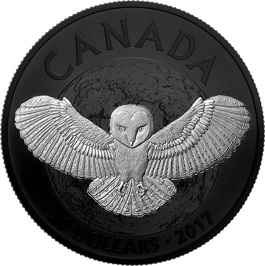 RCM-New-Release:-2017-1-Oz.-Pure-Silver-Coin---Nocturnal-By-Nature:-The-Barn-Owl