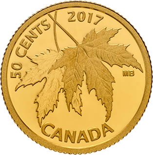 RCM-New-Releases:-2017-1/25-Oz.-Pure-Gold-Coin---The-Silver-Maple-Leaf