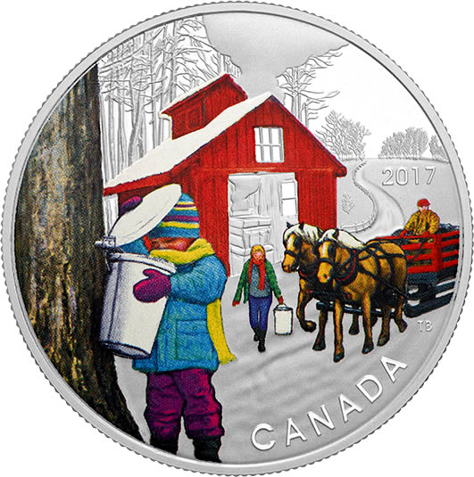 RCM-New-Release:-2017-1/2-Oz.-Pure-Silver-Coloured-Coin---Iconic-Canada:-Sugar-Shack