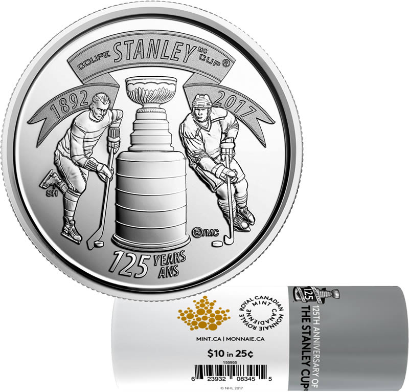 RCM-New-Release:-2017-25-Cent-125th-Anniversary-Of-The-Stanley-Cup-Special-Wrap-Coin-Roll