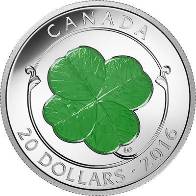 RCM-Sellout-Alert:-2016-Lucky-Four-Leaf-Clover-�-1-Oz-Silver-Coin-With-Green-Enamel-82%-Sold