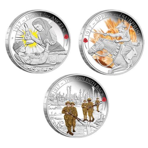 Perth-Mint-New-Release:-Anzac-Spirit-100th-Anniversary-Series-2017-1/2oz-Silver-Proof-Three-Coin-Set