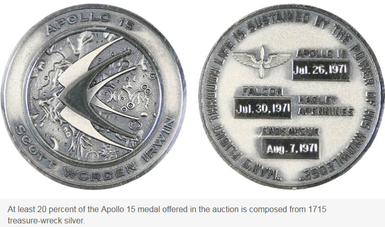 Medal-Struck-From-Space-Flown-Treasure-Shipwreck-Silver-In-Auction