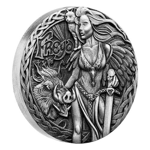 Perth-Mint-New-Release:-Norse-Goddesses-�-Freya-2017-2oz-Silver-Antiqued-High-Relief-Coin