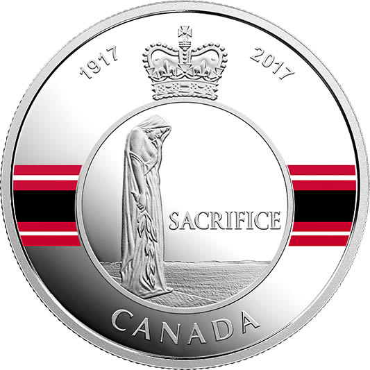 RCM-New-Release:-2017-1-Oz.-Pure-Silver-Coloured-Coin---Canadian-Honours:-Sacrifice-Medal