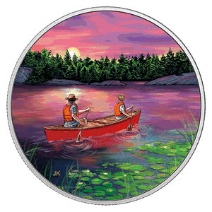 RCM-New-Release:-2017-Great-Canadian-Outdoors:-Sunset-Canoeing---Pure-Silver-Glow-In-The-Dark-Coin