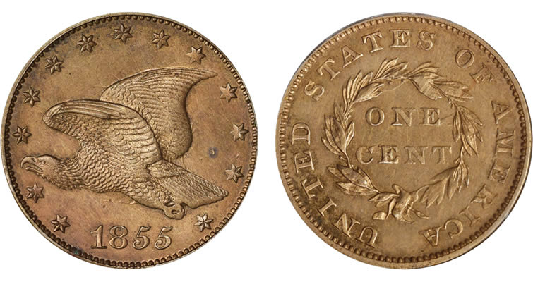 Struck-On-An-Odd-Planchet,-This-1855-Flying-Eagle-Pattern-Cent-Is-An-Affordable-Rarity