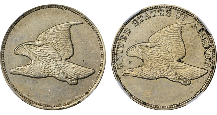 A-Unique-Flying-Eagle-Pattern-Cent-That-Features-Two-Obverses-And-No-Date-Recently-Sold