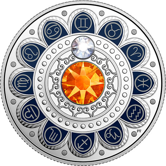 RCM-New-Release:-2017-Pure-Silver-Coin-Made-With-Swarovski-Crystals---Zodiac-Series:-Gemini
