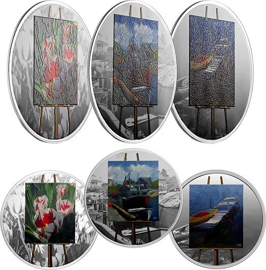 RCM-New-Release:-2017-1-Oz.-Pure-Silver-Coloured-3-Coin-Subscription---En-Plein-Air