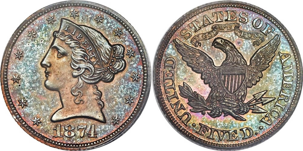 Seldom-Seen-Selections:-Extremely-Rare-R.8-Copper-1875-Half-Eagle-NGC-PR-64