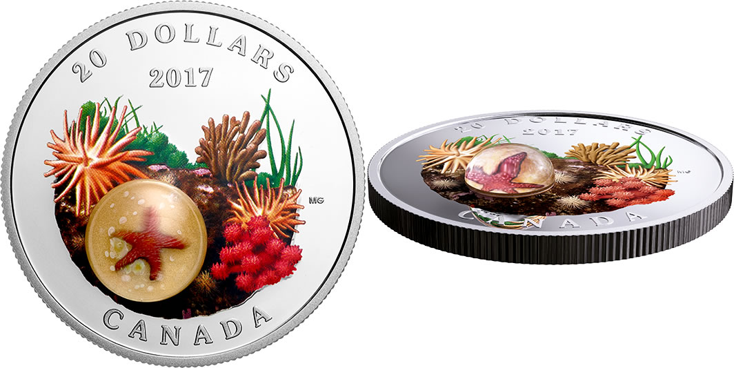 RCM-New-Release:-2017-1-Oz.-Pure-Silver-Coloured-Coin---Under-The-Sea:-Sea-Star