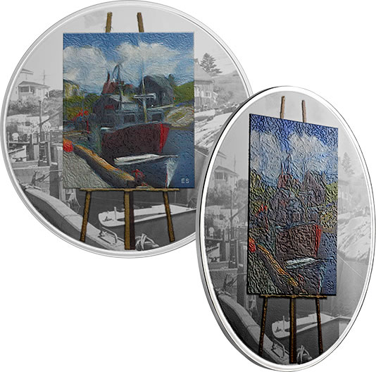 RCM-New-Release:-2017-1-Oz.-Pure-Silver-Coloured-Coin---En-Plein-Air:-Maritime-Memories