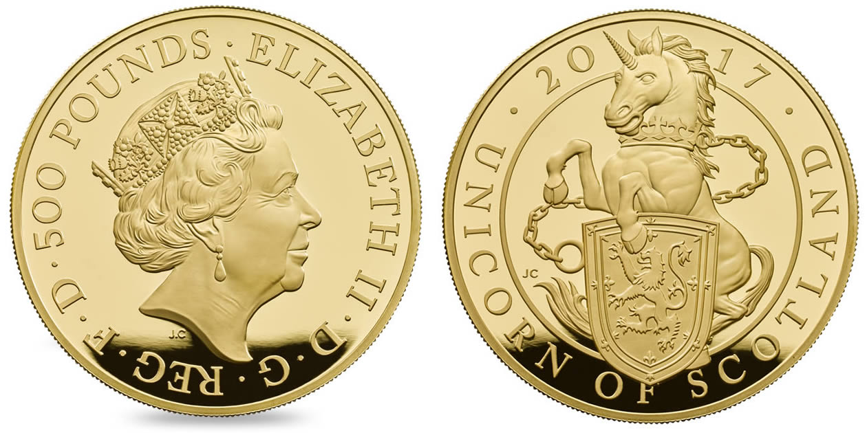 Royal-Mint-New-Releases:-2017-Unicorn-Of-Scotland-Series.-Cupro-Nickel,-Silver,-And-Gold