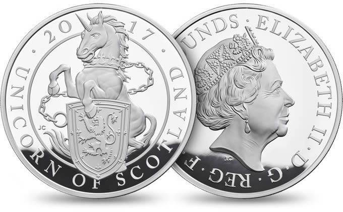 Royal-Mint-New-Releases:-2017-Unicorn-Of-Scotland-Series.-Cupro-Nickel,-Silver,-And-Gold