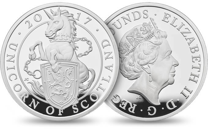 Royal-Mint-New-Releases:-2017-Unicorn-Of-Scotland-Series.-Cupro-Nickel,-Silver,-And-Gold