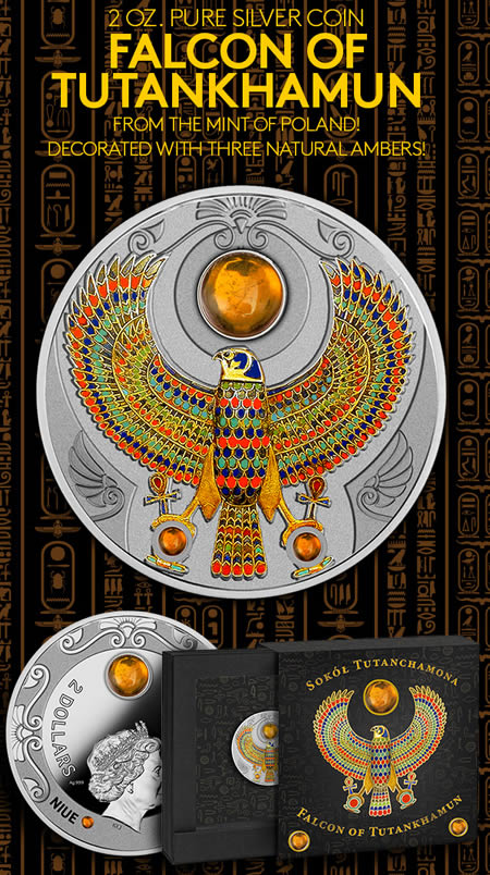 Royal-Canadian-Mint-Back-In-Stock!-2-Oz.-Pure-Silver-Coin-�-Falcon-Of-Tutankhamun