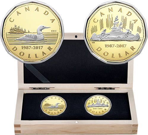 RCM-Back-In-Stock:-2017-$1-Pure-Gold-2-Coin-Set---30th-Anniversary-Of-The-Loonie