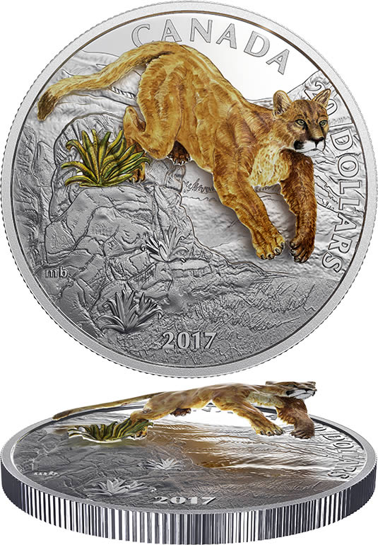 RCM-New-Release:-2017-1-Oz.-Pure-Silver-Coin---Three-Dimensional-Leaping-Cougar