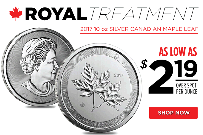 Golden-Eagle-Coin-Sale:-10-Ounce-Silver-Maple-Leafs-As-Low-Aas-$2.19-Over-Spot
