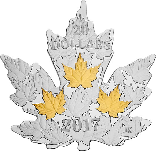 RCM-New-Release:-2017-1-Oz.-Pure-Silver-Gold-Plated-Coin---Gilded-Silver-Maple-Leaf
