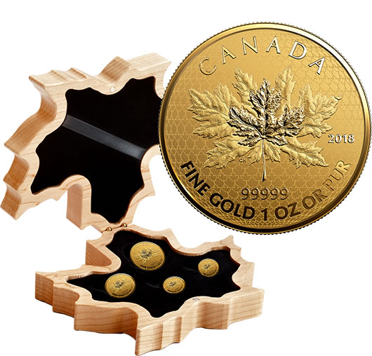 RCM-New-Release:-2018-99.999%-Pure-Gold-4-Coin-Fractional-Set---The-Maple-Leaf