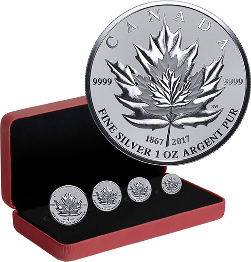 RCM-New-Release:-2017-Pure-Silver-4-Coin-Fractional-Set---Maple-Leaf-Tribute