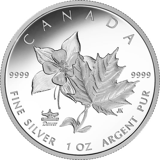 RCM-New-Release:-2017-1-Oz.-Pure-Silver-Coin---ANA-Denver-State-Flower:-The-Columbine