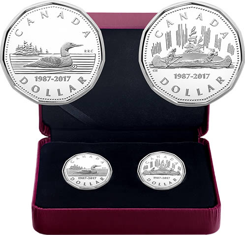 Sellout-Alert:-95%-Sold!-Pure-Silver-2-Coin-Set---30th-Anniversary-Of-The-Loonie-2017