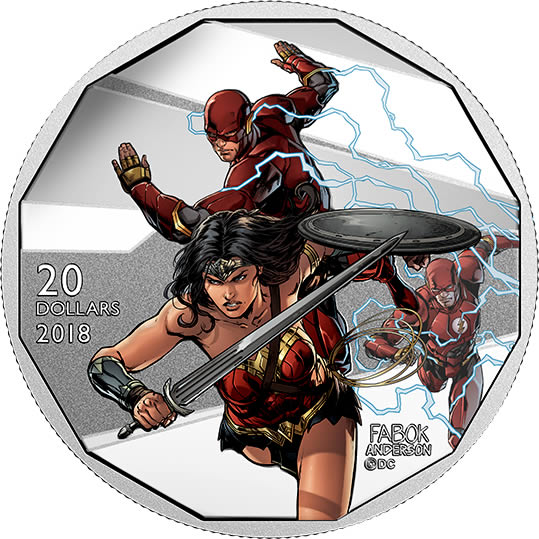 RCM-New-Release:-2018-1-Oz.-Pure-Silver-Coin---The-Justice-League:-Wonder-Woman-And-The-Flash